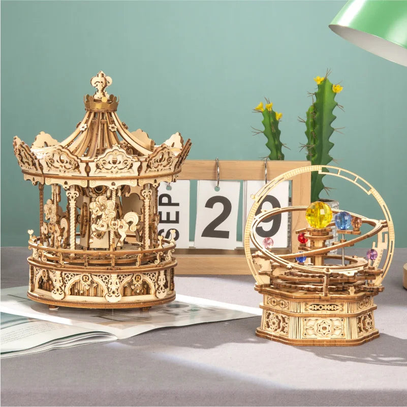 Robotime Drewniane Puzzle 3D - Karuzela Pozytywka 336 Elementów