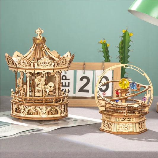 Robotime Drewniane Puzzle 3D - Karuzela Pozytywka 336 Elementów